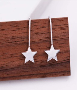 Latest 925 Sterling Silver Gold Plated Vintage Star Shape Handmade <b>Dangle</b> <b>Earring</b> Low Price <b>Men</b> Women Ring Jewelry Summer Season - Product Image 1