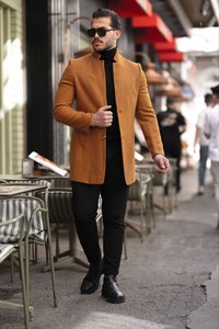 Mens Double Breasted Wool Blend Parkas Overcoat Long Winter Trench Coat Plaid Classic Lapel Business Casual Warm Outerwear - Product Image 4