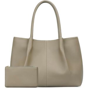 Ensemble de sacs à main haut de gamme pour femmes en cuir de vache véritable, comprenant un grand sac fourre-tout et une pochette à cosmétiques amovible - Product Image 2