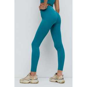 Leggings de sport décontractés bleus à taille haute sans couture en tissu mousseline - Product Image 4