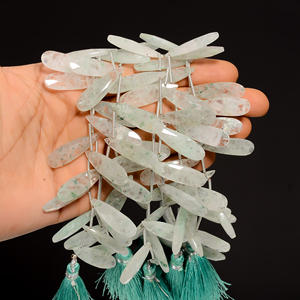 Perles de pierres précieuses en aventurine verte Perles en forme de poire Aventurine verte à facettes pour la fabrication de bijoux - Product Image 2