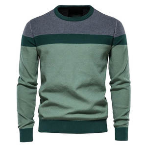 2024 nuevas sudaderas de ajuste Regular a la moda para hombres, sudaderas de mezcla de algodón a rayas para hombres, sudaderas informales con cuello redondo para hombres - Product Image 4