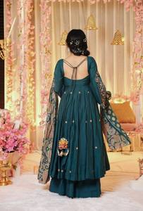 Beautiful Party Wear Gown And Dupatta With <b>Embroidery</b> Sequence Work - Product Image 3