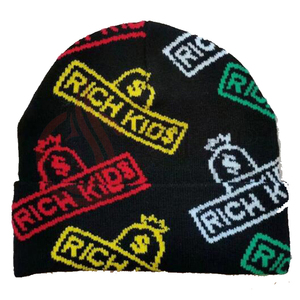 Green Knit Beanie Hat with Leather Patch Unisex <b>Winter</b> <b>Cap</b> Casual Style Adult Size 56-58CM - Product Image 2