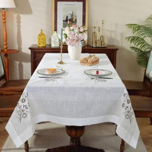 Elegante patrón de hojas rústicas mantel de algodón impermeable rectángulo hueco empalme tejido decoración para bodas ocasiones especiales - Product Image 5