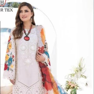 Shalwar kameez ที่สง่างาม: เสื้อคอตตอนหนักพร้อมพื้นกึ่งสนาม & ผ้าไหมตรวจสอบ dupatta ขนาด50 (5XL) - Product Image 1