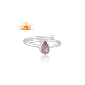 Vente chaude Fine Sterling Silver Naturel Rose Améthyste Gemme Bague Empilable Bijoux Personnalisés Pour Les Femmes Cadeau Pour Elle - Product Image 2