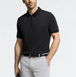 Venta al por mayor 100% algodón cremallera Polo camiseta para hombres de gran tamaño personalizado serigrafiado troncos transpirable hip hop Polo camiseta para hombres - Product Image 6