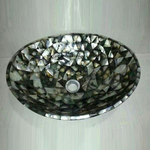 Lavabo moderne en nacre dorée de forme géométrique pour salle de bain, salle de bain et villa - Product Image 6