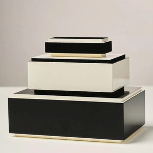 Ensemble de boîtes de rangement en laque à haute brillance, organisateur en laque fait main décoratif moderne, décoration d'intérieur de luxe, boîte de rangement d'accent - Product Image 1