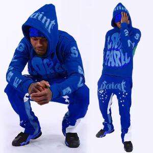 OEM al por mayor de los hombres de manga larga Puff impresión chándal de alta calidad de entrenamiento de gimnasio Low Puff chándales de impresión - Product Image 5