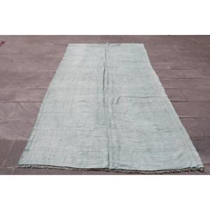 Tapis vintage 5,3x10 pieds, grand tapis turc, tapis persan gris et blanc - Product Image 1