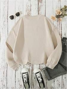 Vente chaude nouveau tricoté Casual Street Style imprimé sweats à capuche amples pour femmes avec épaules tombantes - Product Image 4