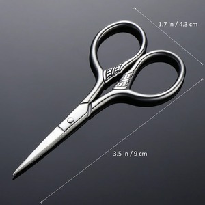 2 pièces de ciseaux à barbe en acier inoxydable durables à lame tranchante, argent, pour l'entretien des poils du visage, la coupe de la moustache, les salons de coiffure - Product Image 5