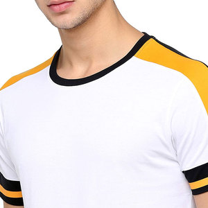 Camiseta 100% de algodón de alta calidad para hombre con ribete de contraste personalizado, impresión de gran tamaño en blanco para logotipo - Product Image 6