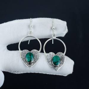 ชุดตัวเรือนสีเงิน925ที่สง่างามต่างหูห้อยอัญมณีต่างหูรักหลายสีสำหรับผู้หญิงของขวัญครบรอบทางศาสนา - Product Image 2