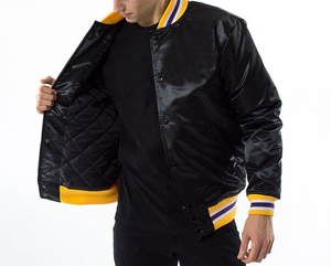 Chaqueta universitaria de satén para hombre de alta calidad Diseño OEM de invierno a prueba de viento de lujo con tela satinada sostenible Precio razonable - Product Image 2