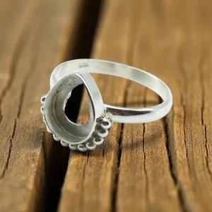 Bague en argent sterling 925 de haute qualité 2025, bague statement avec cabochon en forme de poire, sertie de bézel, de 6x4 mm à 14x21 mm, fournitures de bijouterie DIY - Product Image 4