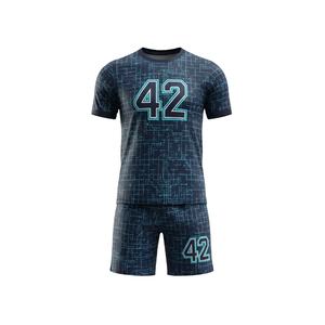Ensemble de maillot de football bleu marine personnalisé, impression technique à grille matricielle, uniforme de football sublimé, kit d'entraînement d'équipe, tenue de sport pour hommes - Product Image 1
