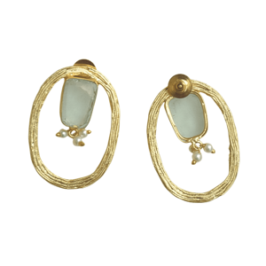 Pendientes de Latón al por Mayor, Diseño de Piedra Natural en Bruto, Acabado de Latón Antiguo, Pieza de Moda, Venta al por Mayor - Product Image 4