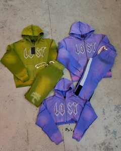 ชุดเสื้อสเวตเตอร์และกางเกงแนวสตรีทพิมพ์ลายตัวอักษรโลโก้ตามสั่งมีเชือกรูดแฟชั่นสำหรับผู้ชาย - Product Image 4