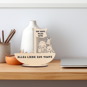 Pafu Baby Shower Baptême Cadeau Belle Animal En Bois Décoration Pinces À Billets À La Main En Bois Naturel Bateau Porte-<span class=keywords><strong>Argent</strong></span> pour gifs - Product Image 2