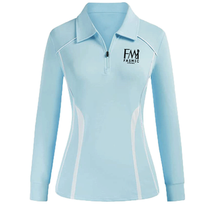 <b>Women's</b> Zip-up Neck Golf <b>for</b> <b>Polo</b> T-<b>Shirts</b> 100% Cotton <b>Long</b> <b>Sleeves</b> Private Label Plus Size Jersey Fabric - Product Image 2