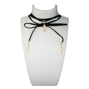 Jeweljunk Trendy Vintage Noir Dentelle Collier Ras du Cou Plaqué Or en Alliage de Zinc avec Diamant et Perle 1112307 pour Cadeau - Product Image 1