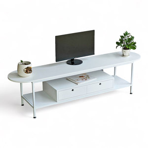 Mueble para TV de Diseño Ministral, Forma Ovalada con Cajón, 180x40x45cm, Madera de Caucho y Estructura de Hierro para Sala de Estar KTV68090 - Product Image 1