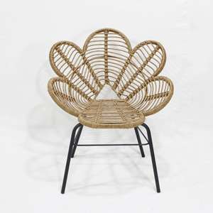 Comhome-Fauteuil inclinable en rotin en plastique naturel avec coussins assortis et dossier réglable pour un salon élégant - Product Image 1