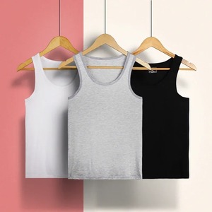 Débardeur homme mode été slim-fit haies sports fitness Modal à l'intérieur portant un maillot de corps blanc avec une base pour homme serré - Product Image 1