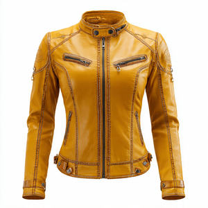 Blousons en cuir pour femmes OEM Letterman Fashion Wear Veste en cuir Top Ladies Motor Cycle Manteau en cuir pour femmes - Product Image 4