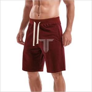 กางเกงขาสั้นผ้าคอตตอนสำหรับผู้ชายกางเกงกีฬาขาสั้นผ้าคอตตอนแนวสตรีทเอวยางยืดลายสีพื้นระบายอากาศได้แบบเรียบ - Product Image 3