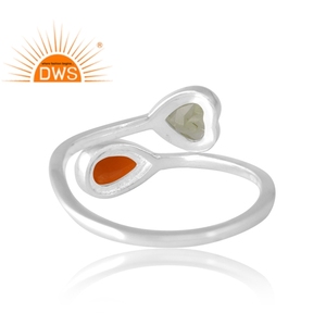 Bague en argent 925 avec pierres naturelles cornaline et péridot, bijoux personnalisés pour femme, cadeau pour elle, vente chaude - Product Image 2