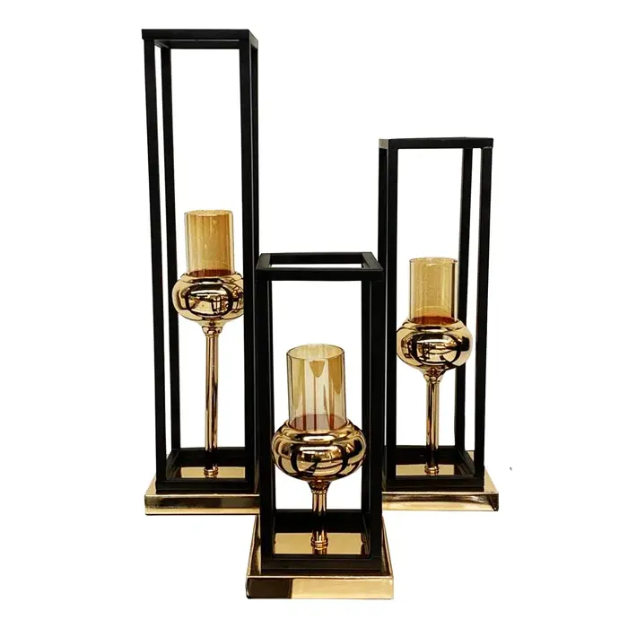 금속 촛대 스탠드 매끄러운 디자인 독특한 수제 황동 마감 장식 조명 홈 호텔 장식 사용