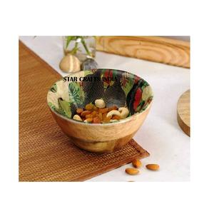 Vente en gros de vaisselle en bois émaillé de style royal avec impression intérieure, saladier ou vaisselle de cuisine, couverts, bol de service - Product Image 1
