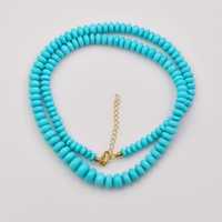 Naturel Arizona Turquoise Lisse Rondelle Pierre Précieuse Perlé Dainty Collier Ras Du Cou 6-8mm Mode Femmes Pierres Précieuses Perles Collier