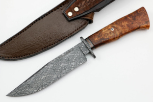 Özel el yapımı San Mai şam yeni desen ahşap kolu av bıçağı açık <span class=keywords><strong>Survival</strong></span> kamp bıçaklar deri kılıf - Product Image 5