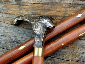 Canne de marche en bois massif antique avec poignée de style lion vintage Sculpture moderne Tête de lion en laiton poli pour offrir en Chine - Product Image 5