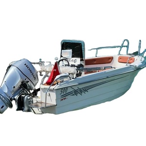 Barco de Pesca Deportiva de Fibra de Vidrio PREMIUM SAFTER MARINE 500S con Motor Fuera de Borda, Certificado CE, Velocidad Máxima de 40 mph para Uso en el Mar y Entretenimiento - Product Image 1