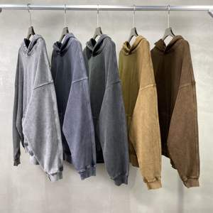 Alta calidad 100% algodón Vintage personalizado en blanco Sudadera con capucha de gran tamaño pesado pulóver sudadera lavado ácido sudaderas con capucha - Product Image 1