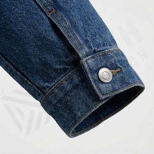 Veste en jean courte délavée pour femmes, coupe ajustée, veste en jean surdimensionnée, manches longues, style vintage, tendance, couleur personnalisée - Product Image 6