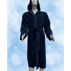 100% Cotton Cooling Disposable Luxury <b>Men's</b> Bathrobe Kimono 2-Piece <b>Set</b> in Blue for <b>Bath</b> & Beach Premium Daily Comfort - Product Image 1