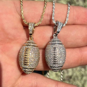 Pendentif Hip Hop en argent 925 style antique, serti de diamants Moissanite, bijoux de football pour rappeurs, à porter au quotidien - Product Image 1