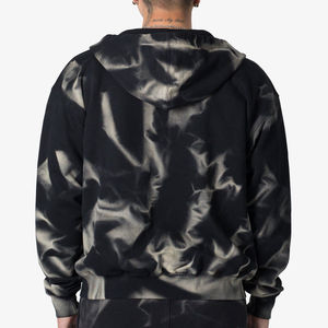 Sweat à capuche zippé vintage en coton doux et épais pour homme-Sunfade Washed & Embroidered Drop Shoulder Thermal Streetwear Hoody - Product Image 4