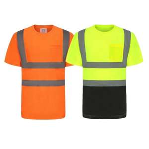 Vêtements de travail de chantier respirants et réfléchissants haute visibilité pour hommes, t-shirt fluorescent à séchage rapide, logo personnalisable, uniforme de travail pour hommes - Product Image 1