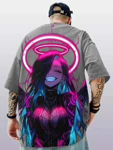 T-shirts surdimensionnés pour hommes motif imprimé par sublimation avec ourlet brut design de fond en détresse caractéristique extensible - Product Image 4