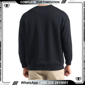 Universidad al por mayor de calidad en blanco de algodón blanco sudadera impresión personalizada logotipo bordado cuello redondo hombres sudadera - Product Image 3