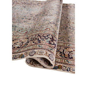 Tapis en soie noués à la main Gulmarg, motif floral rose et violet, 9x12 rectangulaire, pour la décoration de la maison, du salon, pour les adolescents - Pae-6446 - Product Image 2