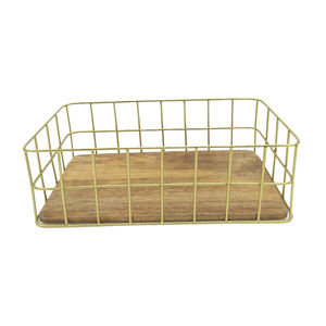 Panier en fil de fer en métal de grande qualité pour la cuisine en forme ronde Base en bois fini noir pour le panier de rangement des fruits - Product Image 2